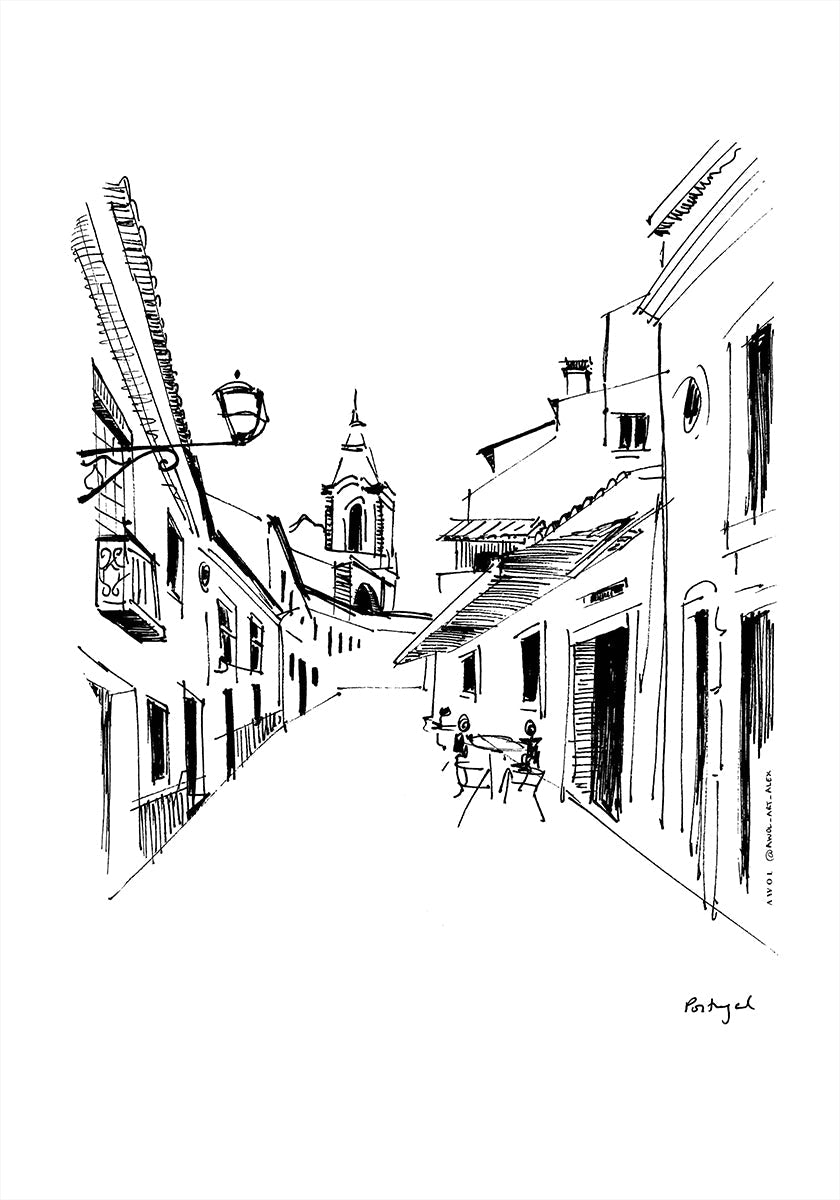 Waking Up In Portugal, Travel Sketch Plakat