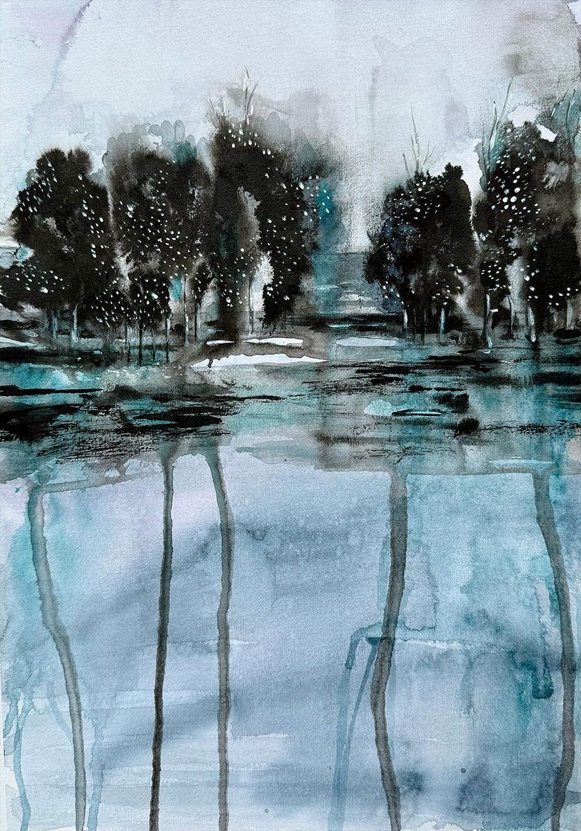 Trees Reflected in Water Plakat