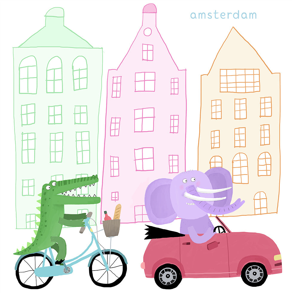 A Crocodile on a Bicycle and an Elephant in a Car Plakat