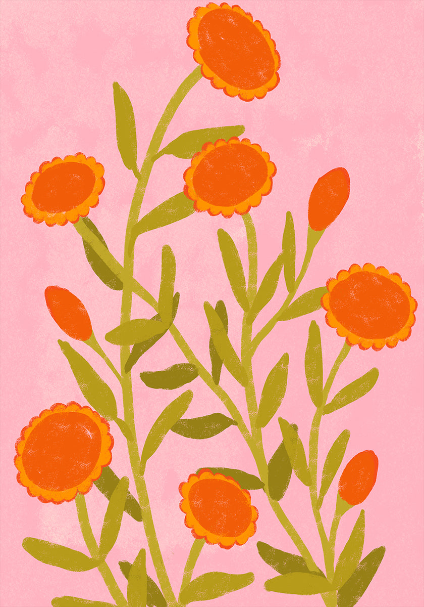 Vibrant Orange Flowers Plakat