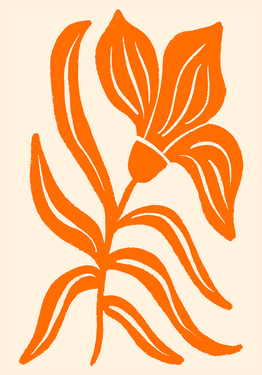 Abstract  Orange Stylized Tulip Plakat