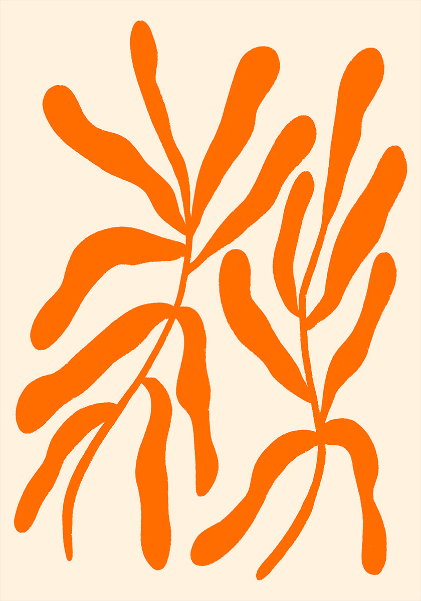 Orange Stylized Branches Plakat