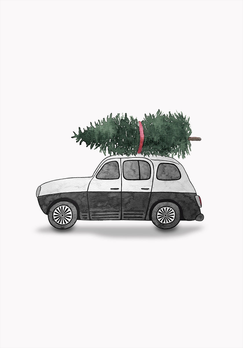 Poster 60x90 Juniqe  0002 Weihnachtsauto Schwarz Plakat