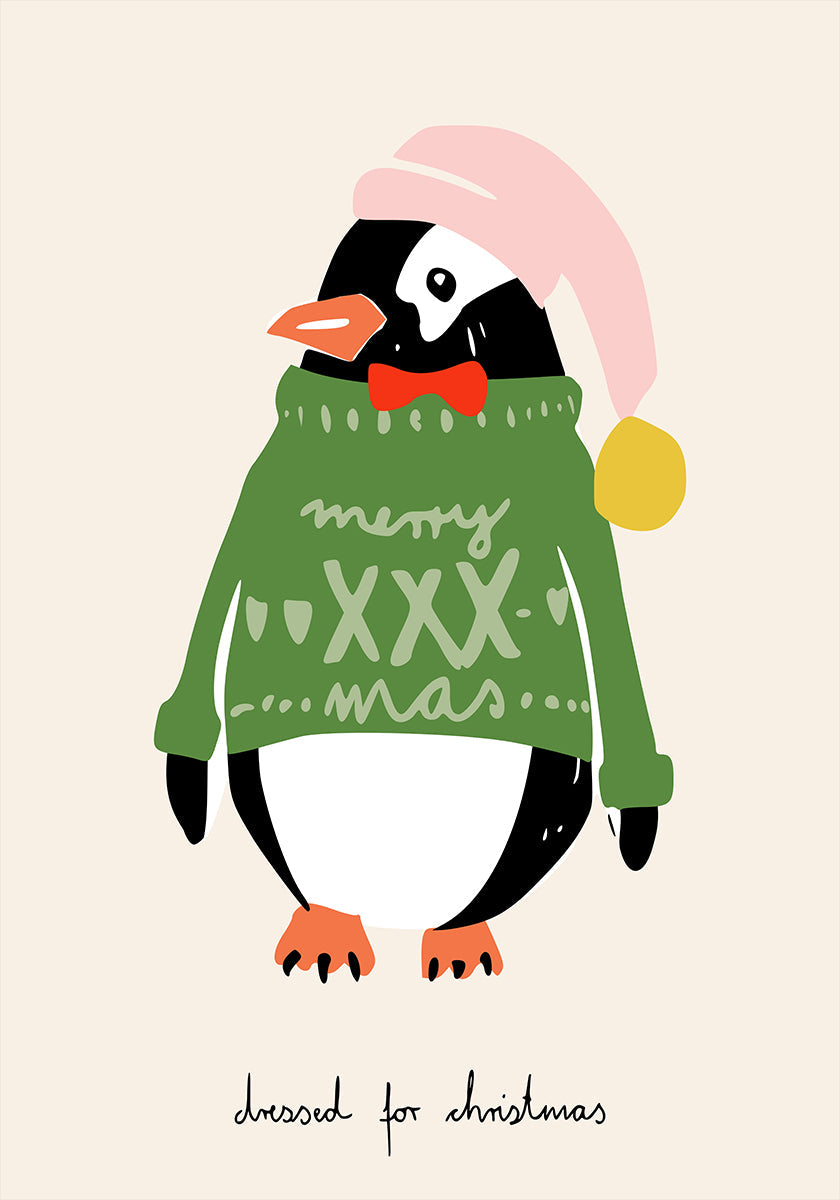 Dressed up for Christmas Festive Penguin Plakat