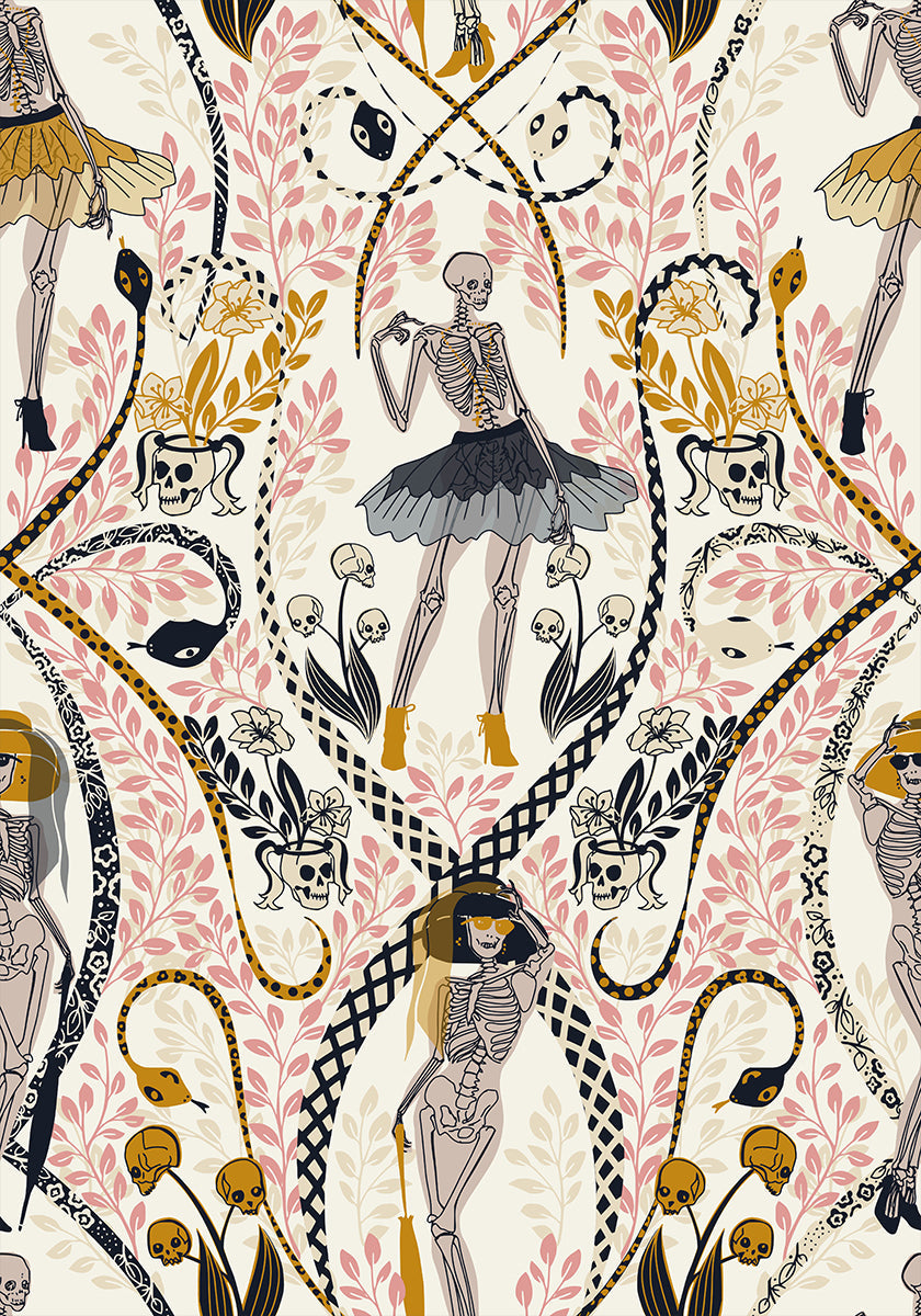 Gothic fashionista antique white pattern Plakat