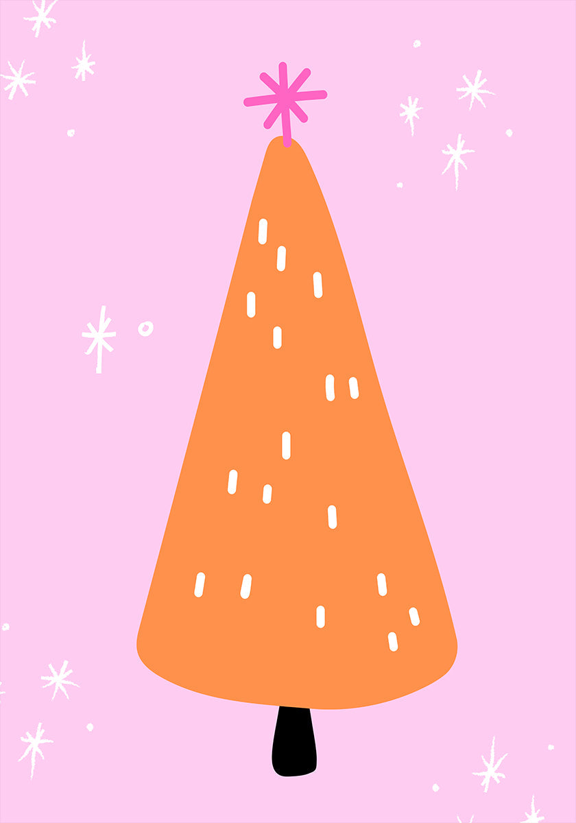 Orange Tree with pink and stars Plakat