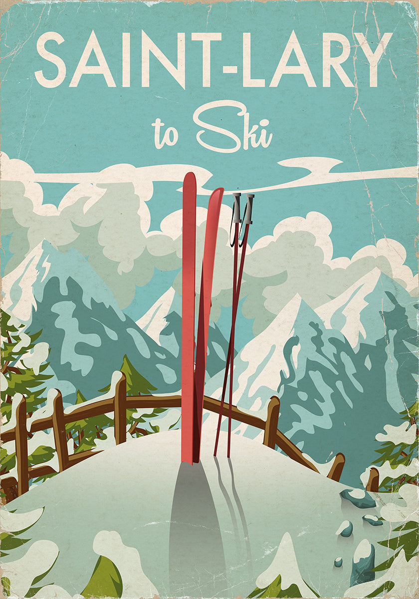 Saint Lary Ski Poster Plakat