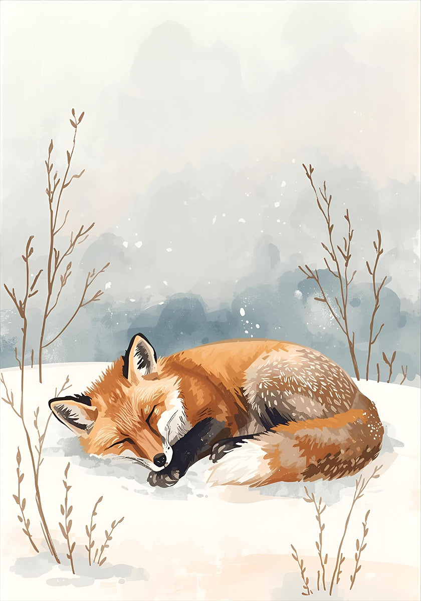 Schlafender Fuchs im Schnee Plakat