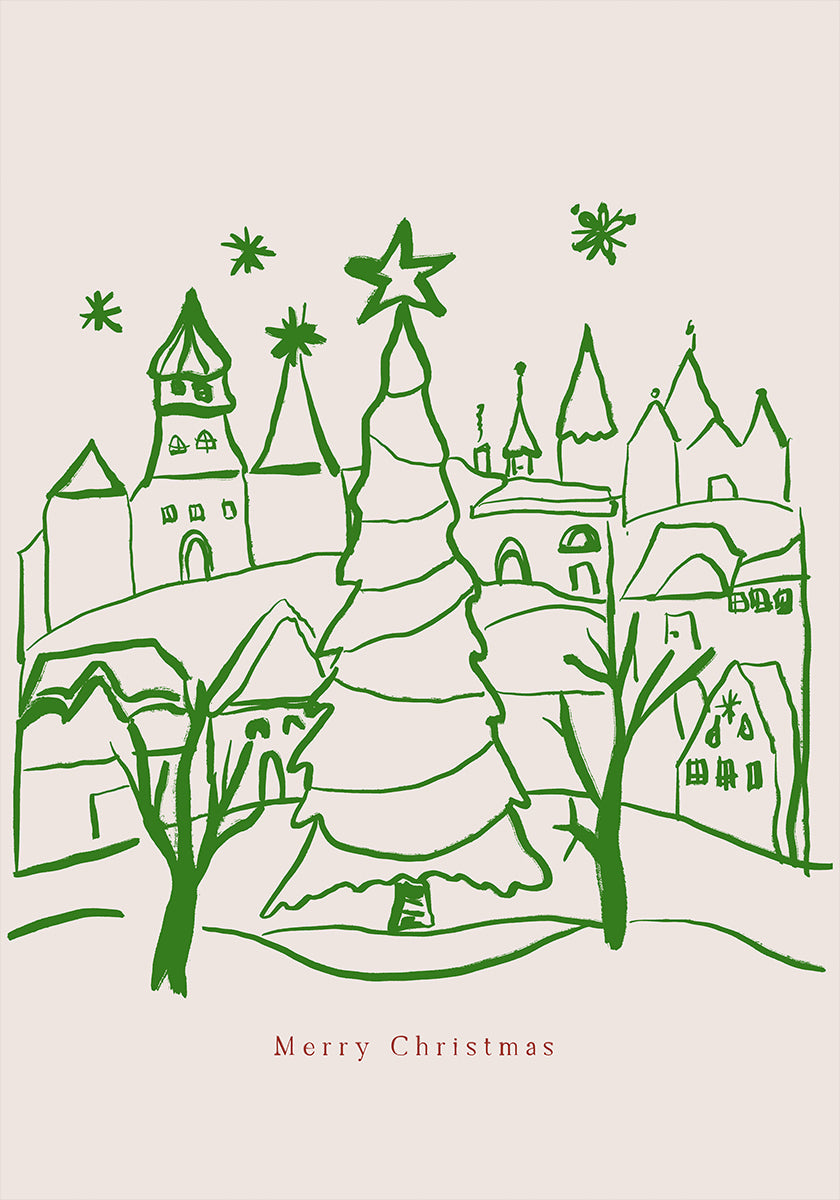 Merry christmas town Plakat