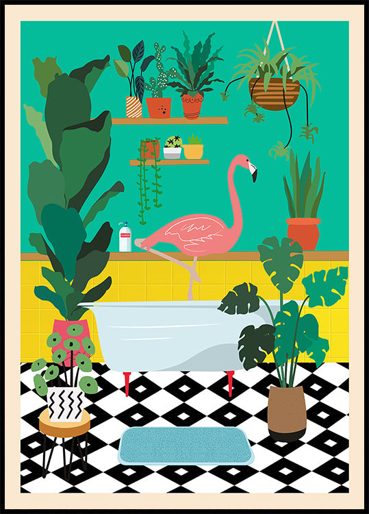 Flamingo Bathtime (NEW) - Posterbox