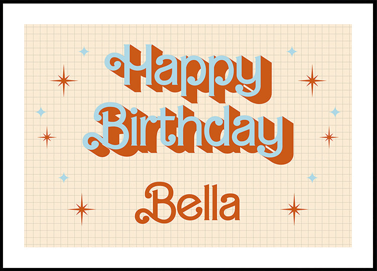 Retro Happy Birthday Personal Poster - Posterbox