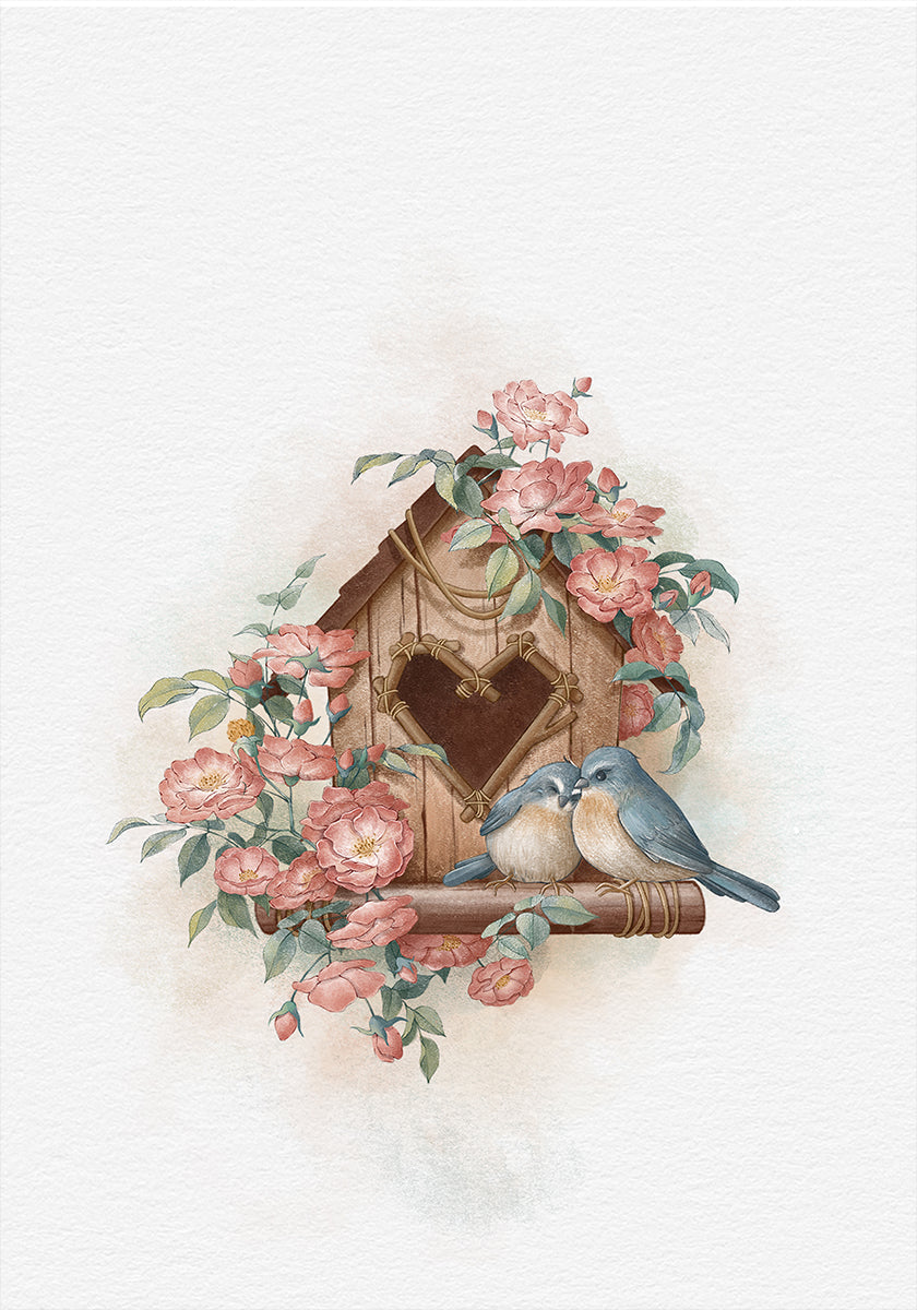 Bird House and Rose Plakat