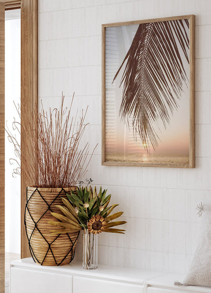 Sunset Palm Leaf Plakat - Posterbox.no