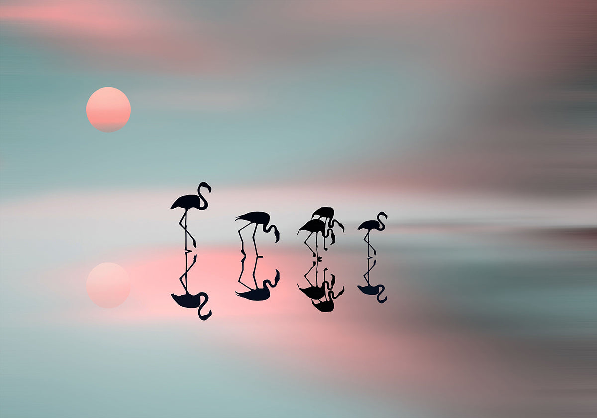 Family flamingos. Plakat