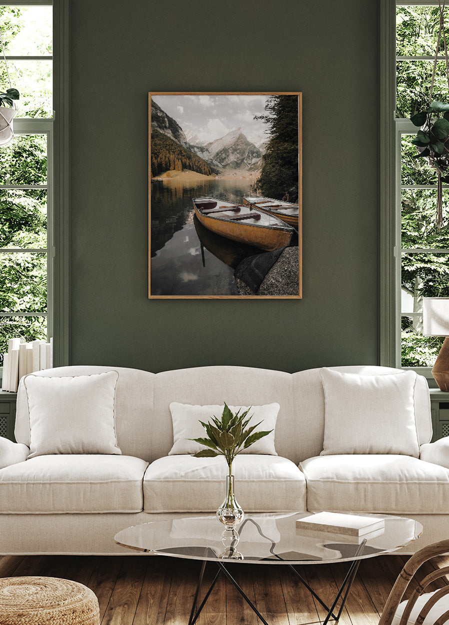 A Boat in a Mountain Lake Plakat