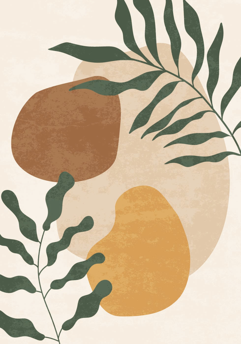 Abstract Shapes and Leaf Plakat - Posterbox.dk