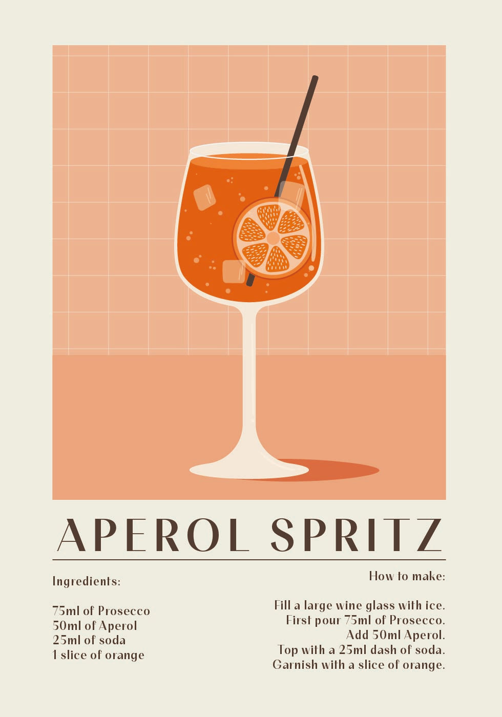 Aperol Spritz Recipe Plakat - Posterbox.dk