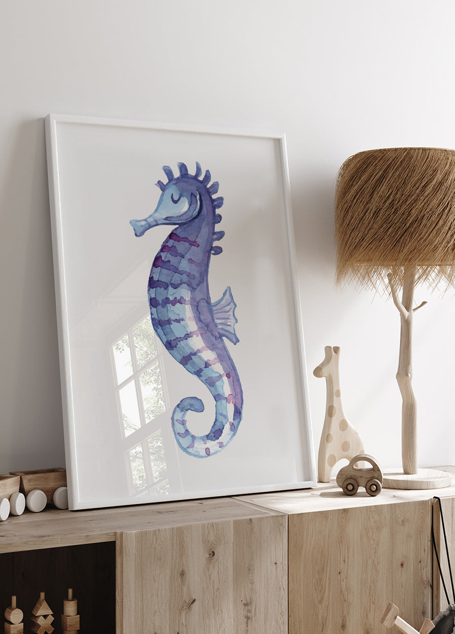 Blue Seahorse Plakat - Posterbox.dk