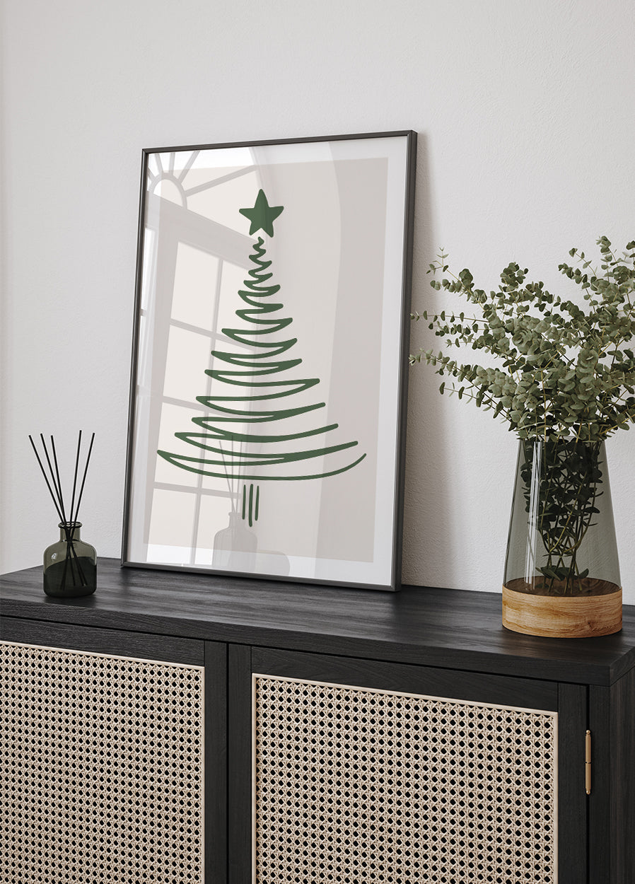 Christmas Tree Line Art Plakat