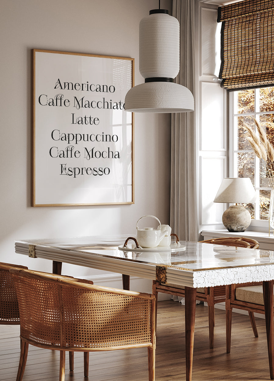 Kaffedrikke Plakat - Posterbox.dk