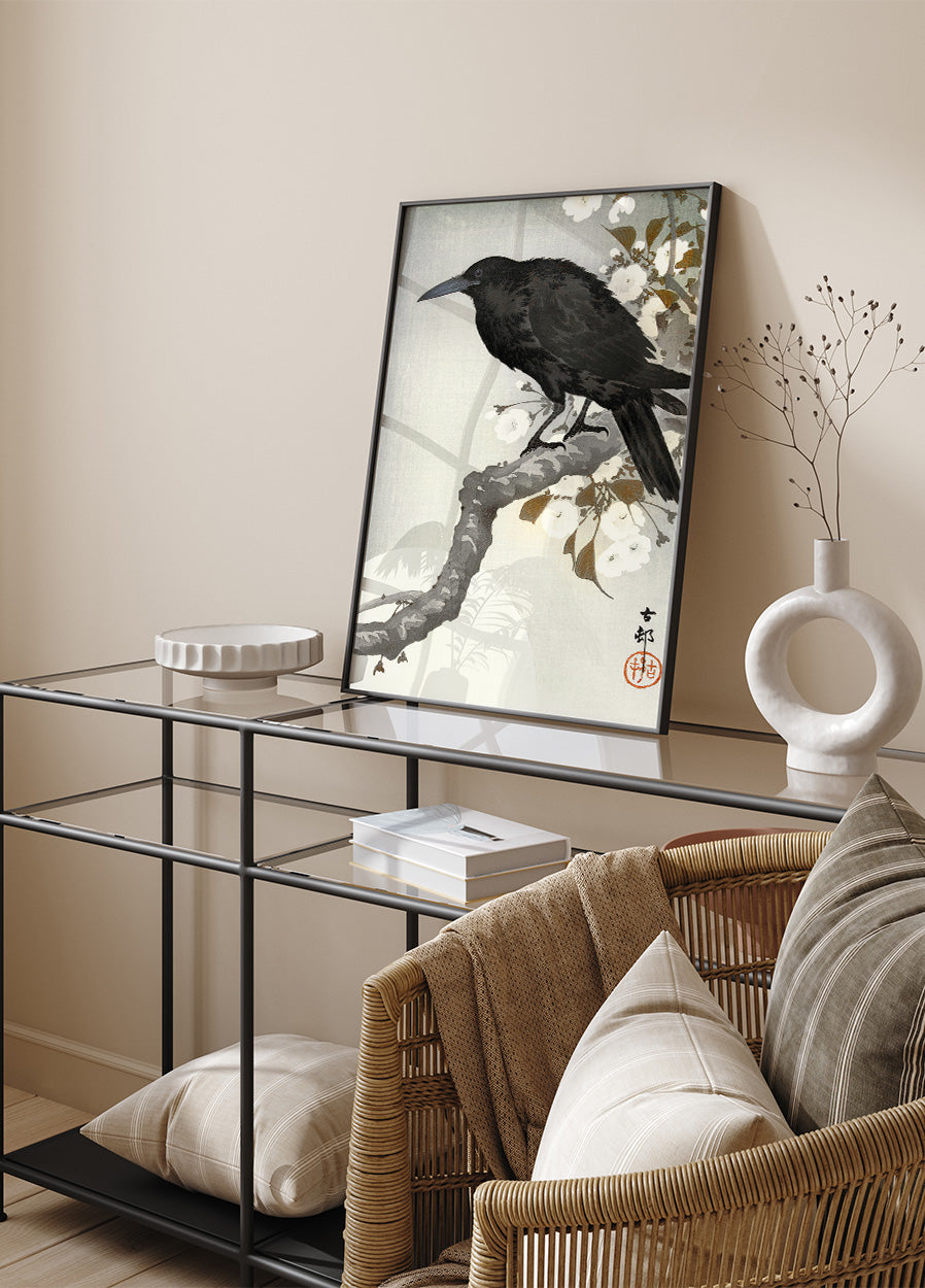 Crow And Full Moon By Ohara Koson Plakat - Posterbox.dk