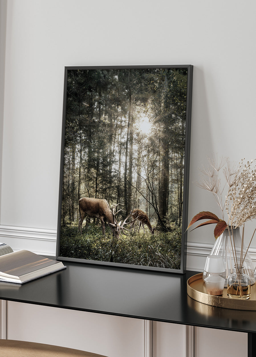 Deer In Forest Plakat - Posterbox.dk