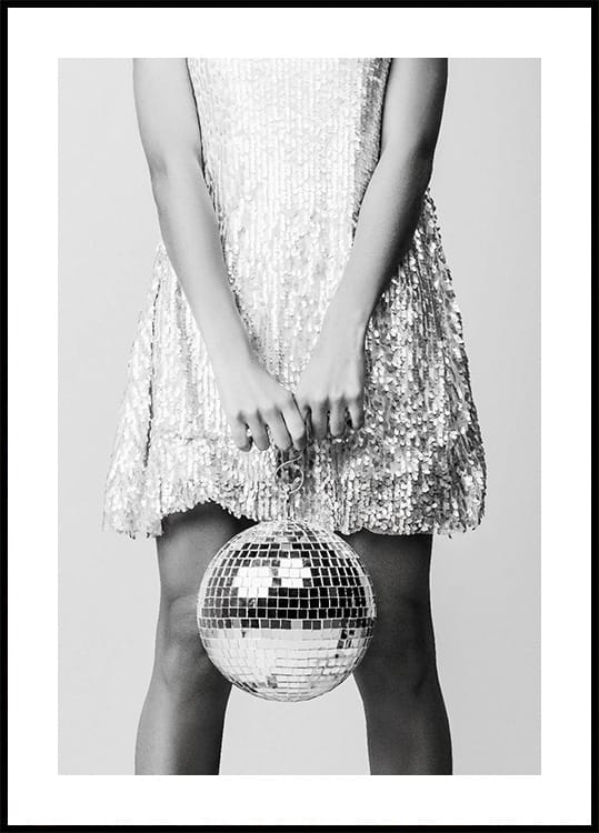 Woman with Discoball Plakat - Posterbox.dk