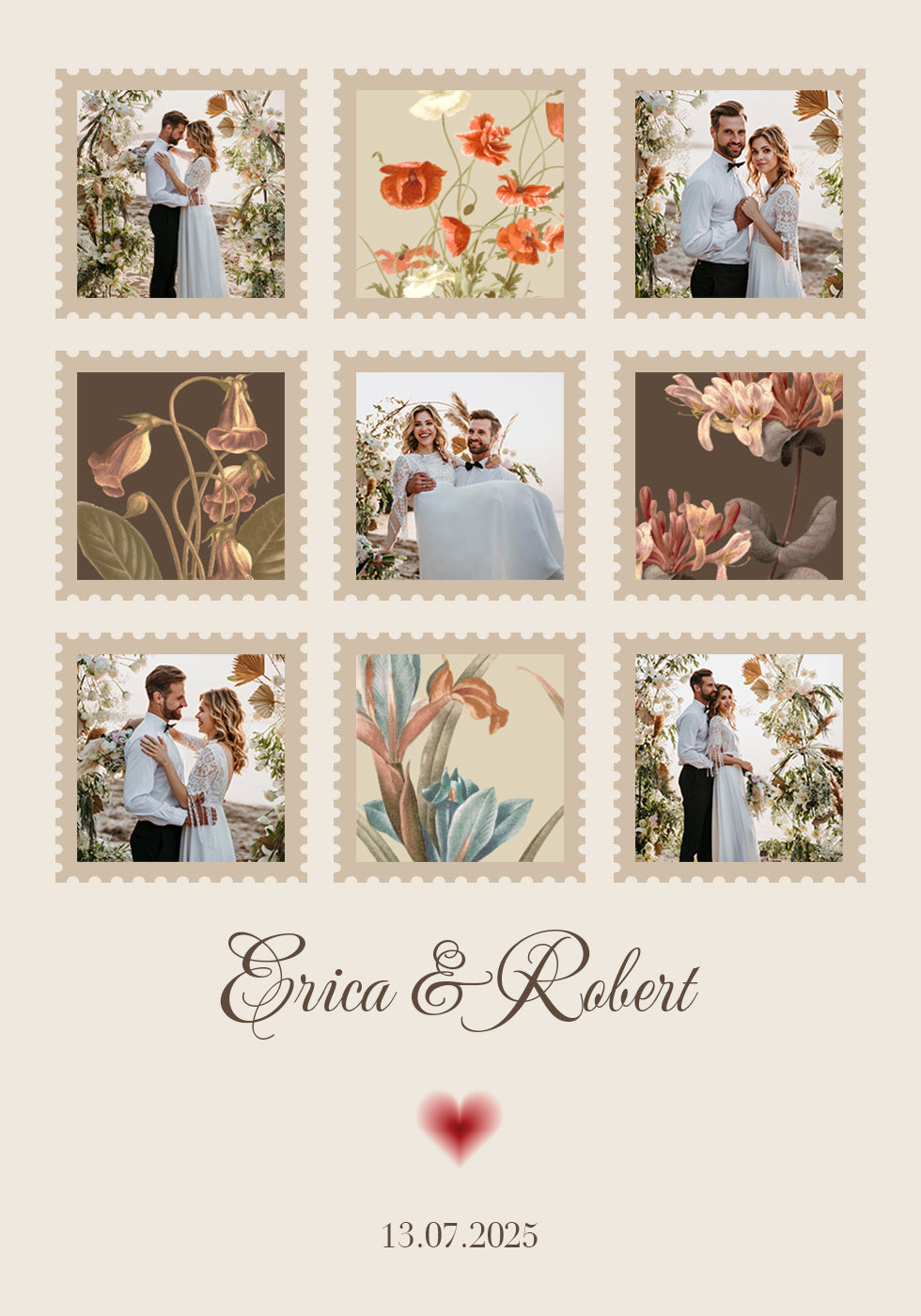 Elegant Wedding Photo Collage Personalized Plakat