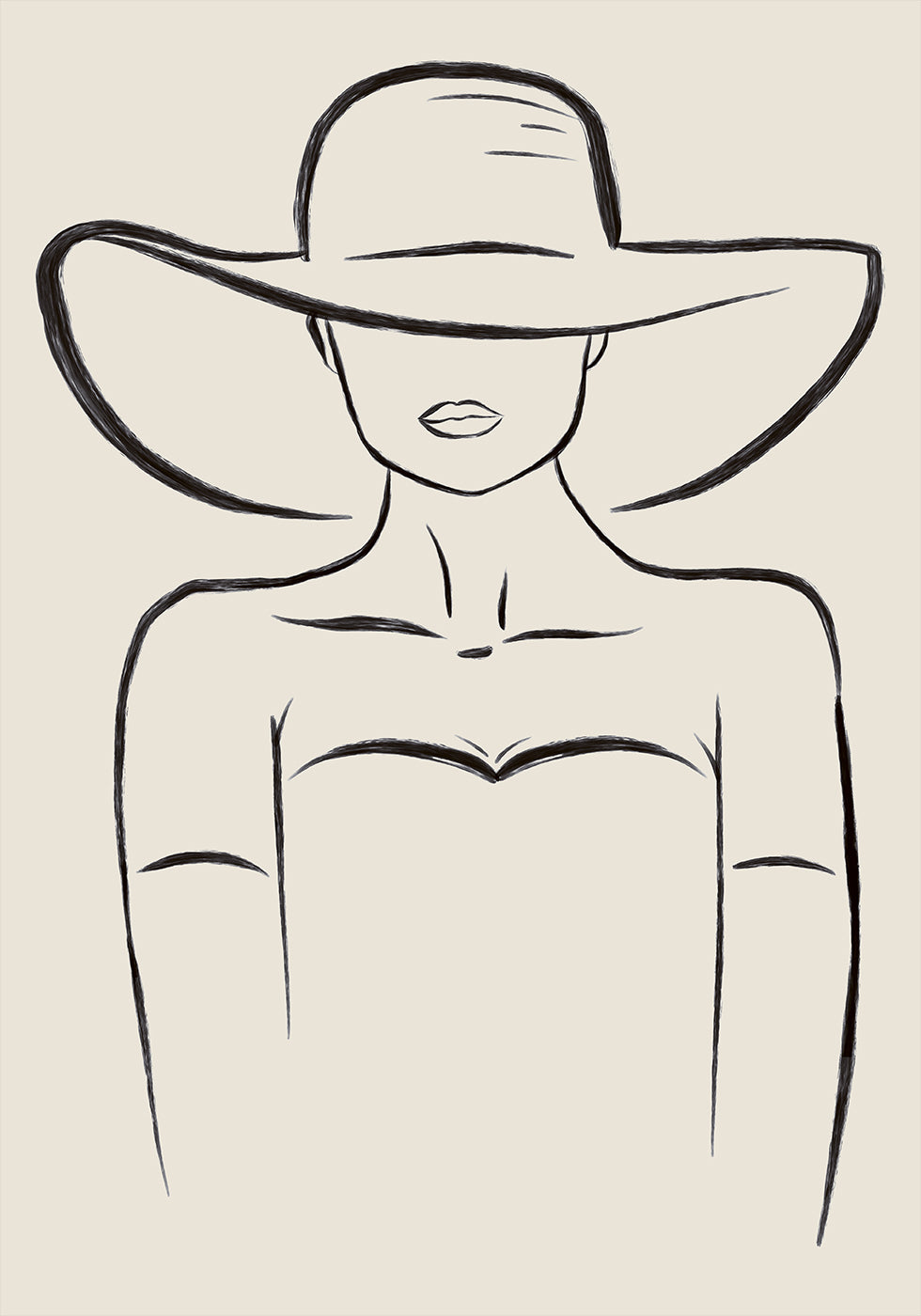 Woman in Wide Hat Plakat