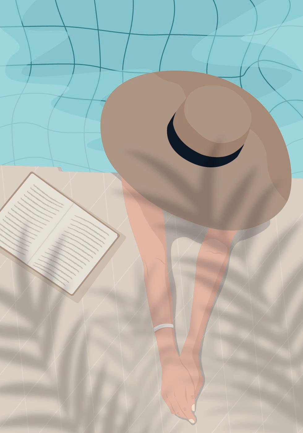 Enjoy the Moment 2, Summer Poolside with Book and Hat Plakat