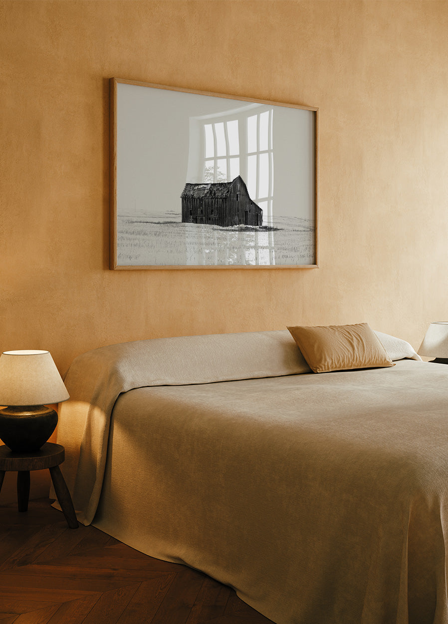 Farm Barn in Winter Plakat - Posterbox.dk