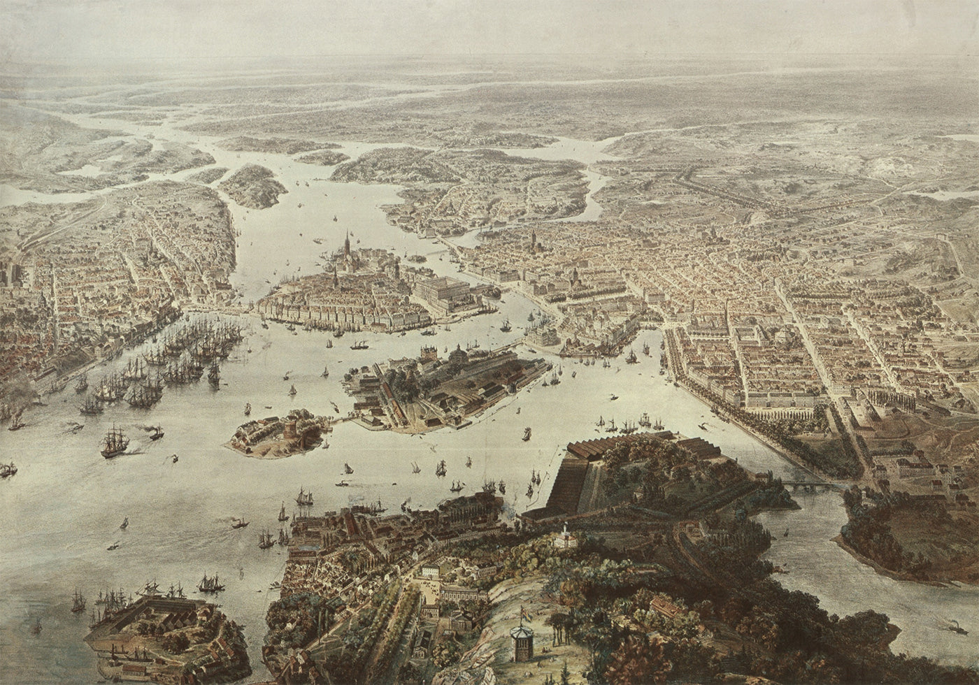 Fogelvue Over Stockholm 1860 Plakat - Posterbox.dk