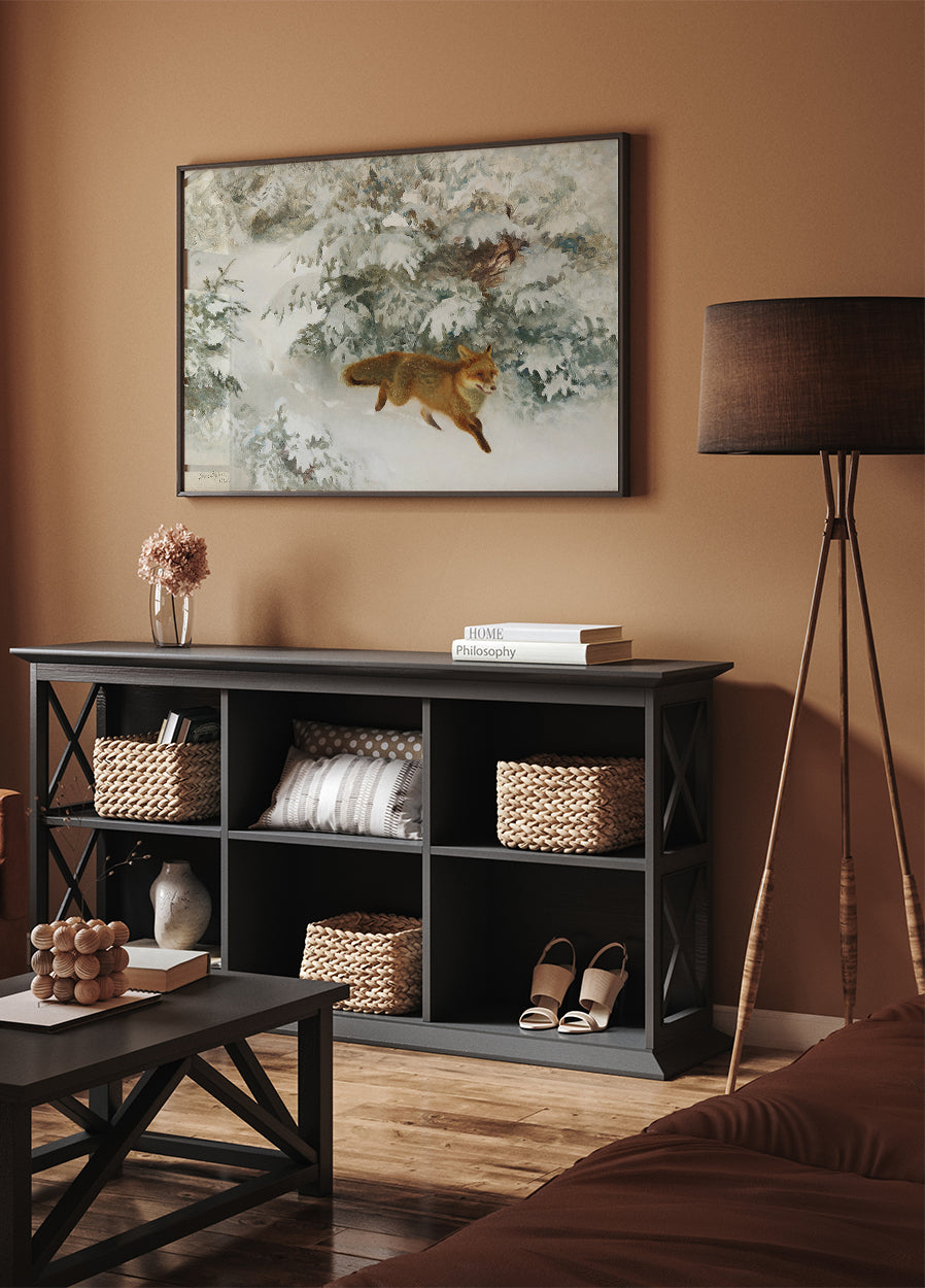 Fox in Winter Landscape By Bruno Liljefors No. 1 Plakat - Posterbox.dk