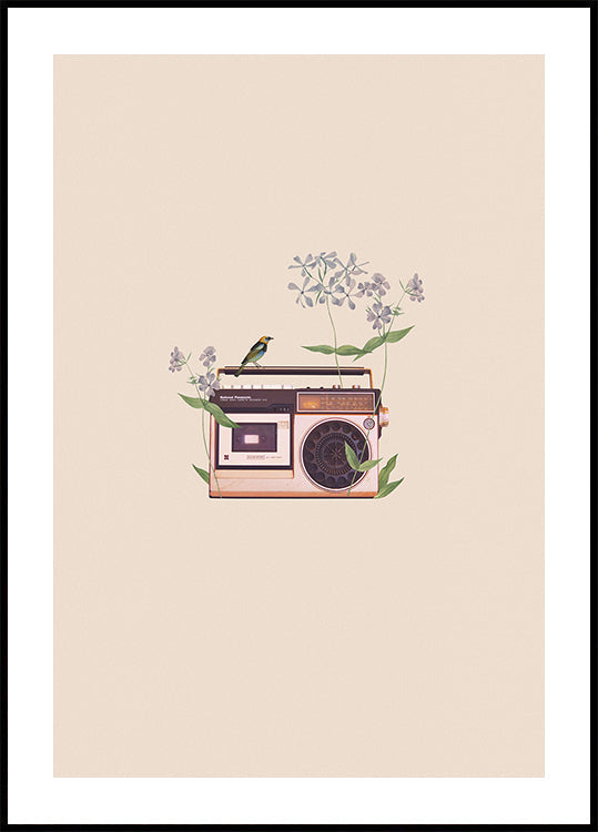 Floral vintage radio Plakat