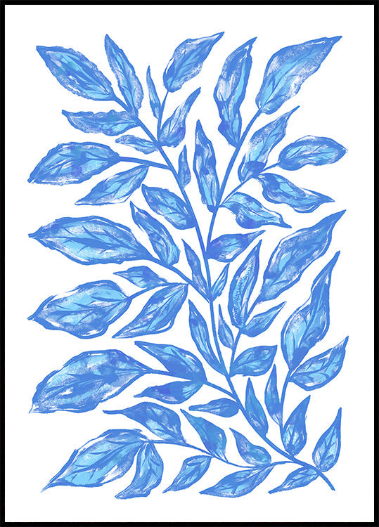 Botanical Illustration Of Blue Leaves Plakat