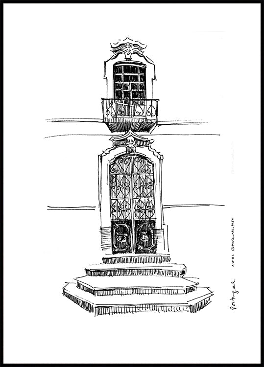Portugal Portals City Drawing Plakat