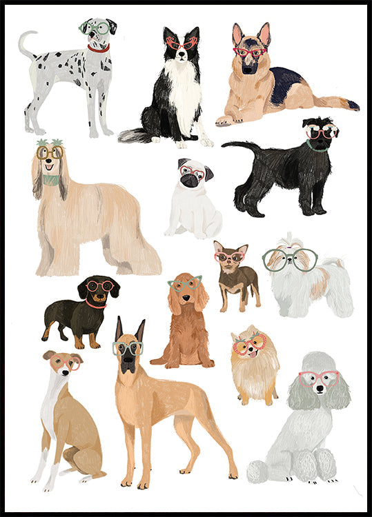 Dogs in glasses Print Plakat