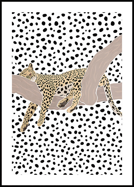 Leopard Sleeping Polkadots Plakat
