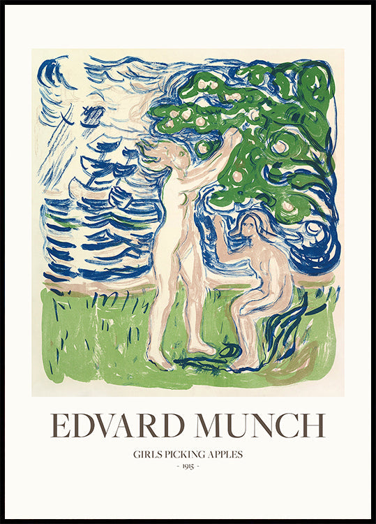 Girls Picking Apples Plakat