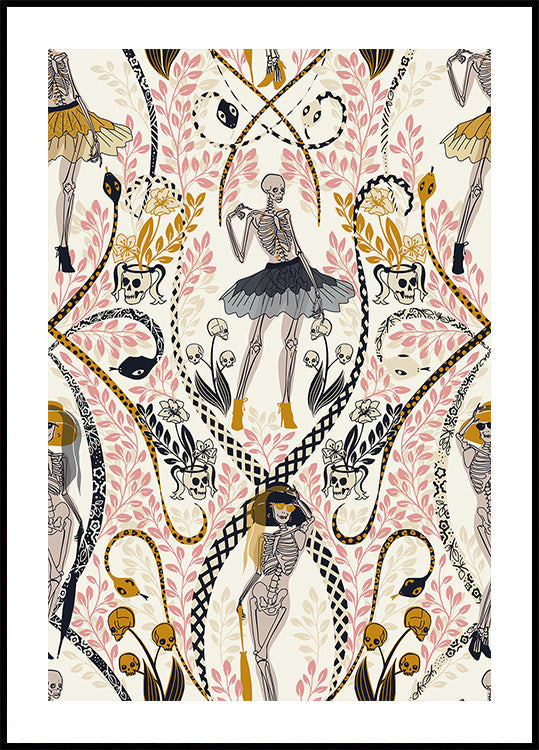 Gothic fashionista antique white pattern Plakat
