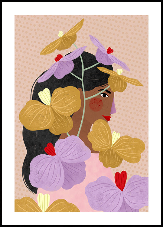 Hidden Behind Yellow Purple Flowers Plakat