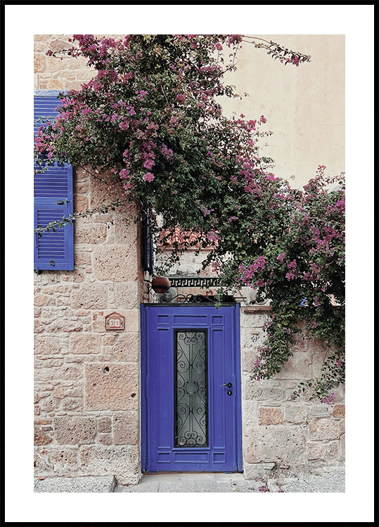 Vibrant Doorway with Bougainvillea Plakat - Posterbox.dk