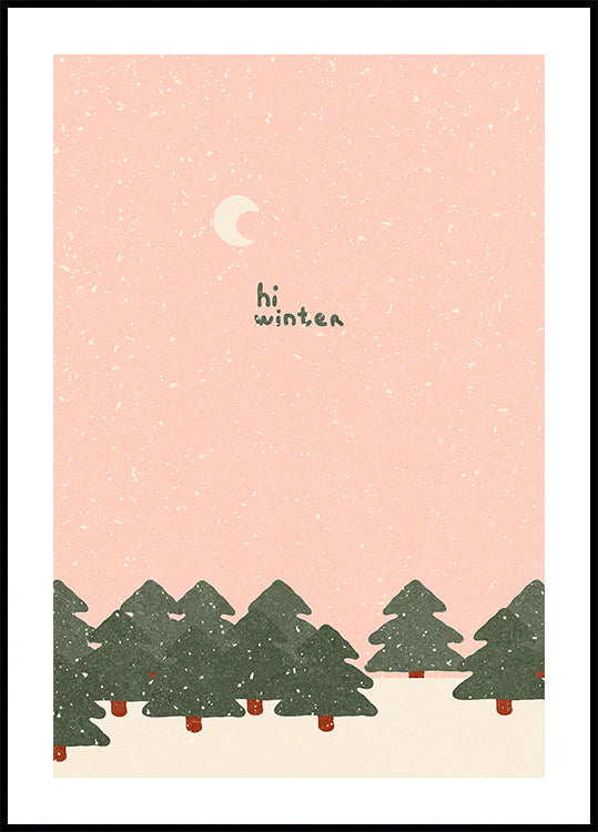 Magical snowfall in the forest Plakat