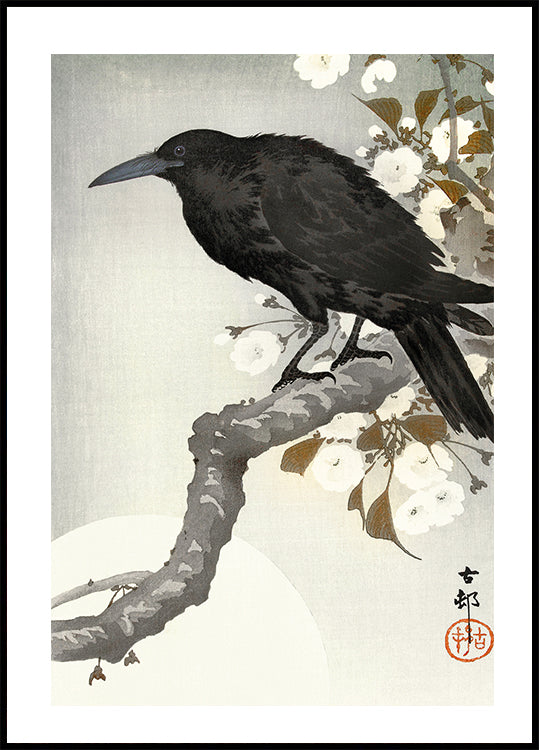 Crow And Full Moon By Ohara Koson Plakat - Posterbox.dk