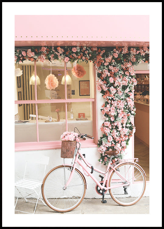 A Pink Bicycle in Bloom Plakat