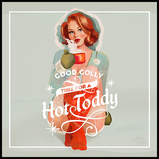 Hot Toddy Redhead Vintage Winter Cocktail Art Plakat
