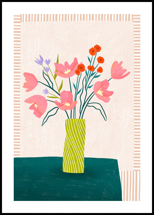 Colorful Blossoms in Stripes