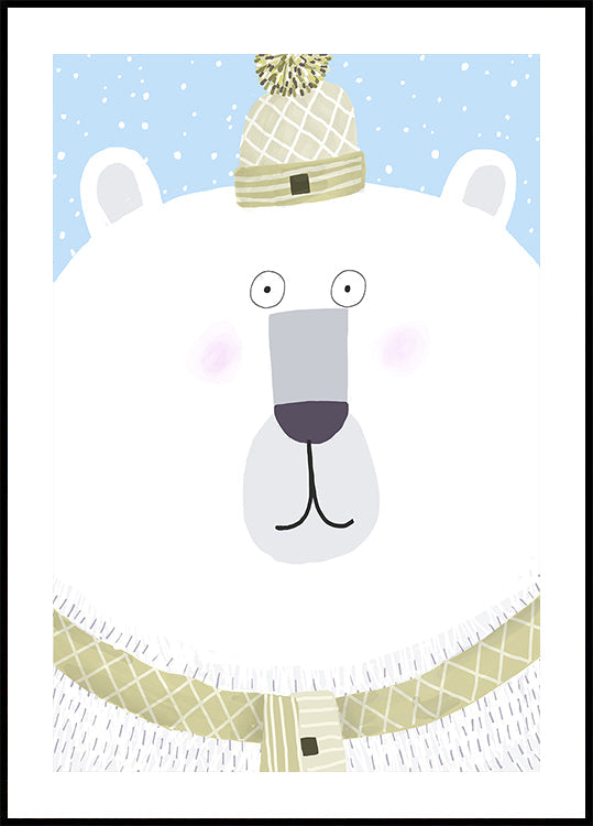 Polar Bear with Winter Hat and Scarf by Carla Daly Plakat