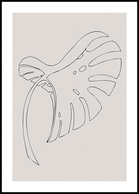 Monstera Bent Beige Plakat