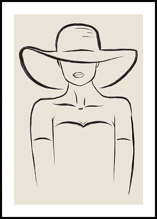 Woman in Wide Hat Plakat